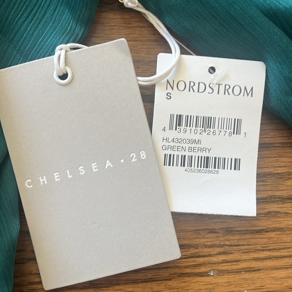 Chelsea28 Green Long Sleeve Pleated Wrap Long Sleeves Blouse Size S New - Picture 8 of 10